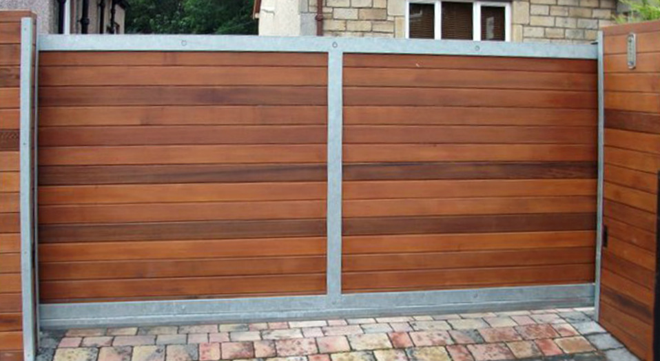 Sliding driveway gate with swing gate design